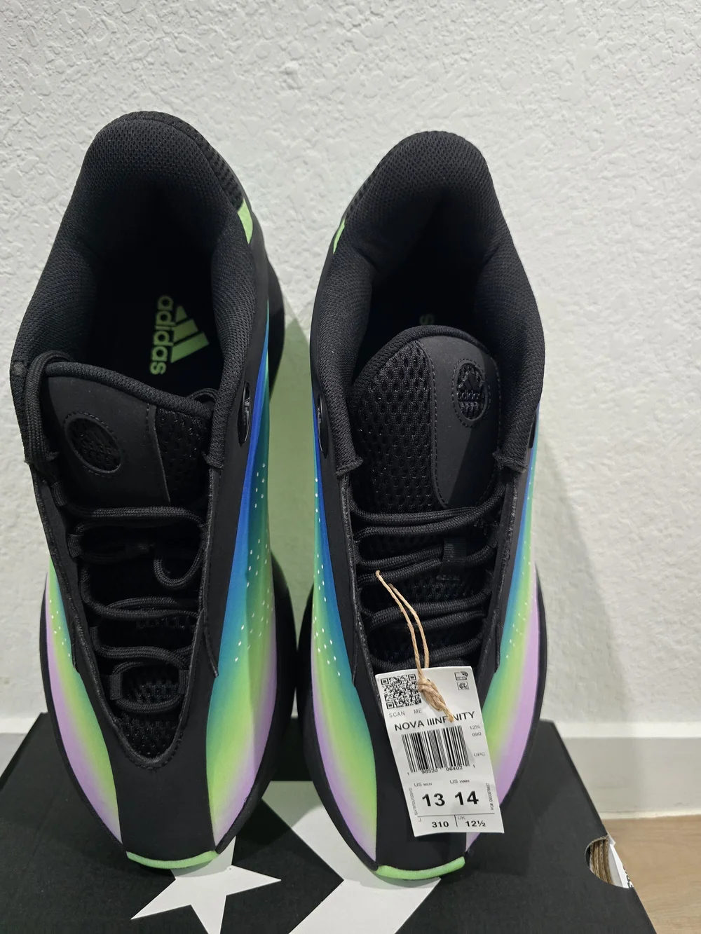 Men's Adidas Nova Gradient Wave Sneakers - Black with Green, Blue & Purple